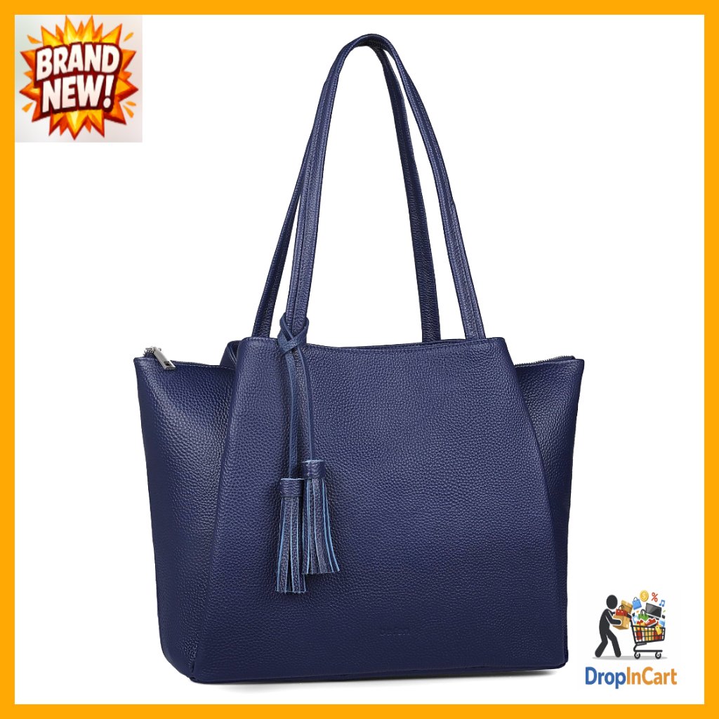 Genuine Leather Tote Bag Professional Work Laptop Compartment Structured Chic